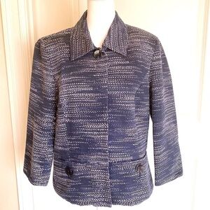 Jones New York blazer suit jacket Womens 8 blue white office Career preppy